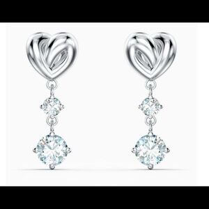 - SWAROVSKI COLLECTIONS - LIFELONG HEART PIERCE EARRINGS, WHITE, RHODIUM P…